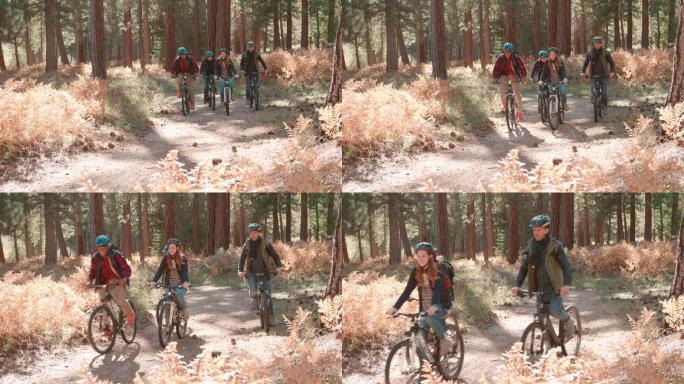 森林中骑自行车的人