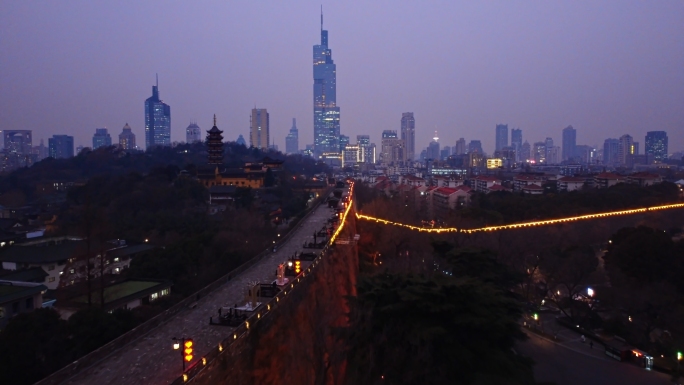 南京明城墙夜景航拍