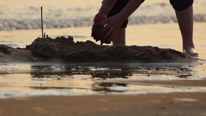 沙滩堆沙子高清素材