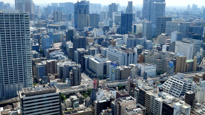 东京城市景观城市建筑快速发展航拍延时国外