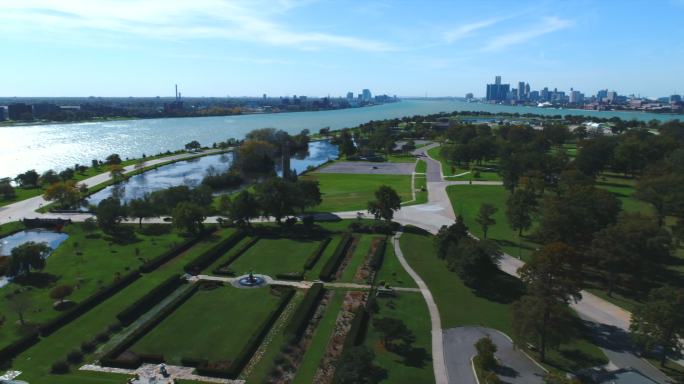 底特律贝尔岛公园鸟瞰图