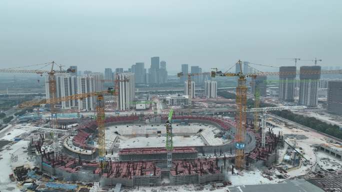 航拍5k广州恒大足球场建设全貌（御3）