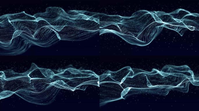 粒子抽象背景波浪抽象背景蓝色动态图三维图