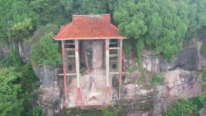 四川仁寿大佛高清素材航拍