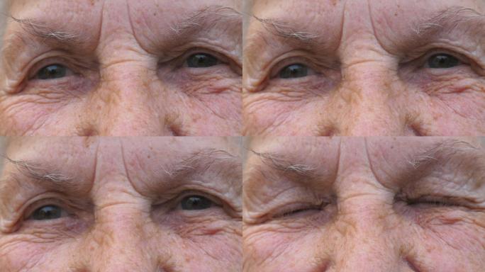 上了年纪的祖母的眼睛，幸福的目光