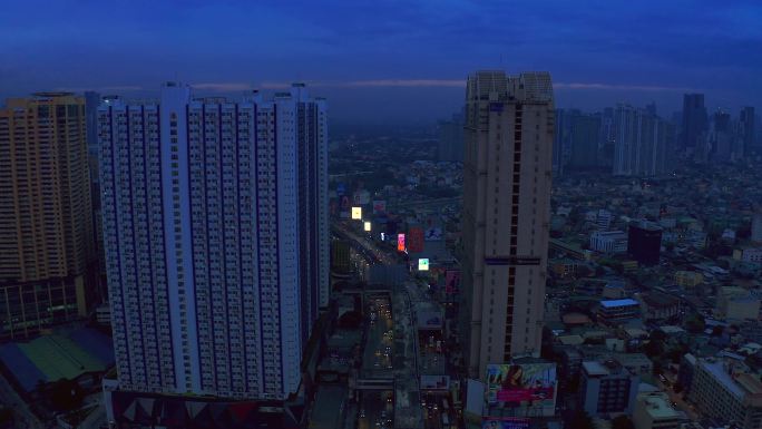 马尼拉大都会繁华建筑群大气全景空镜