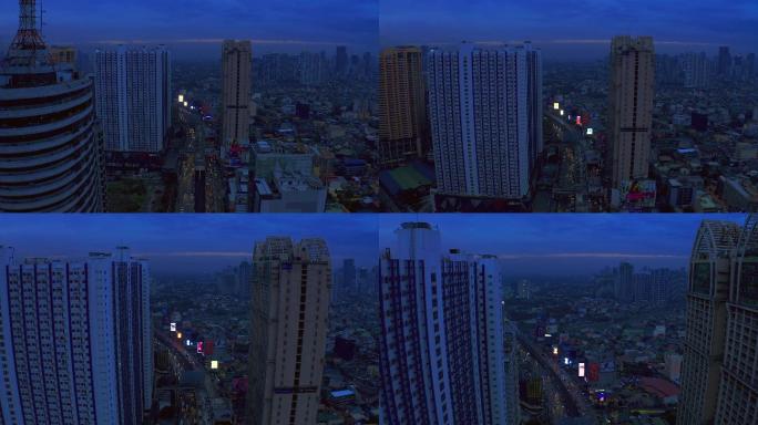 马尼拉大都会繁华建筑群大气全景空镜