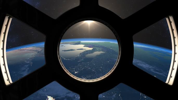 从国际空间站看日落
