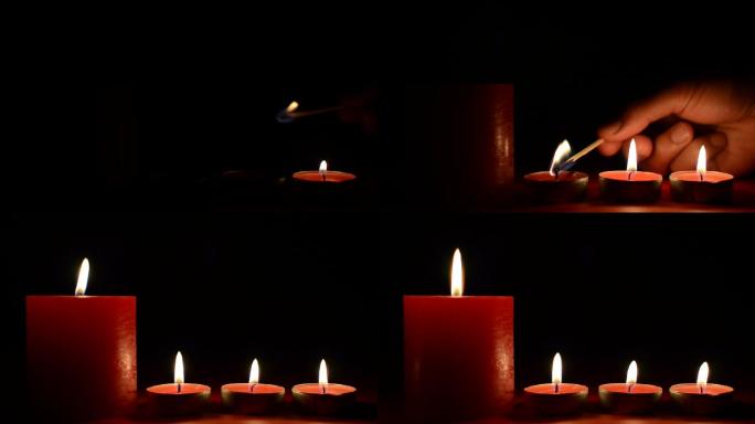 点燃圣诞蜡烛祈祷蜡烛片头文字幕烛光哀悼