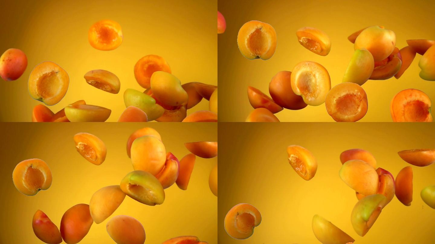 多汁的杏子去核干鲜果创意拍摄