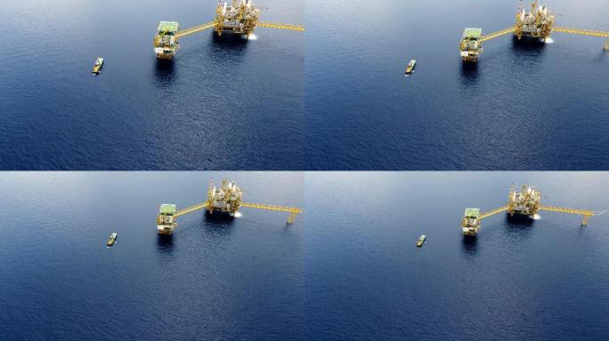 海湾上的原油钻机工业中国油田开采