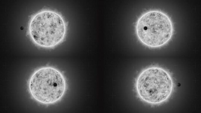 黑白地球围绕太阳运行