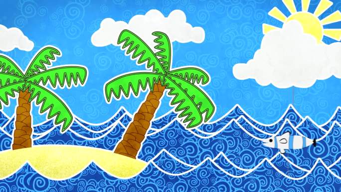 热带岛屿和棕榈树背景
