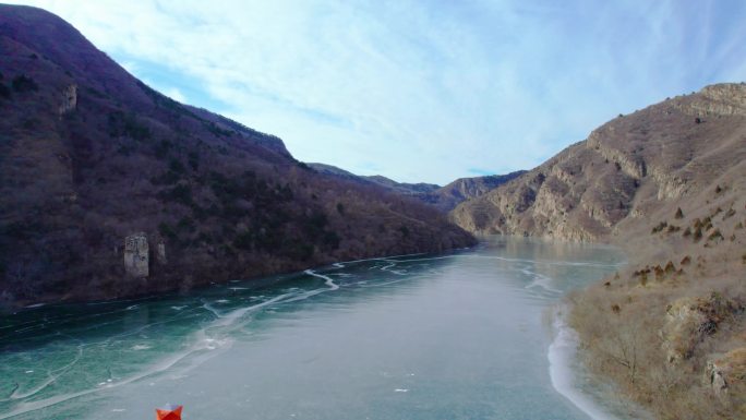天津蓟县泃河金海湖冬季冰冻风光