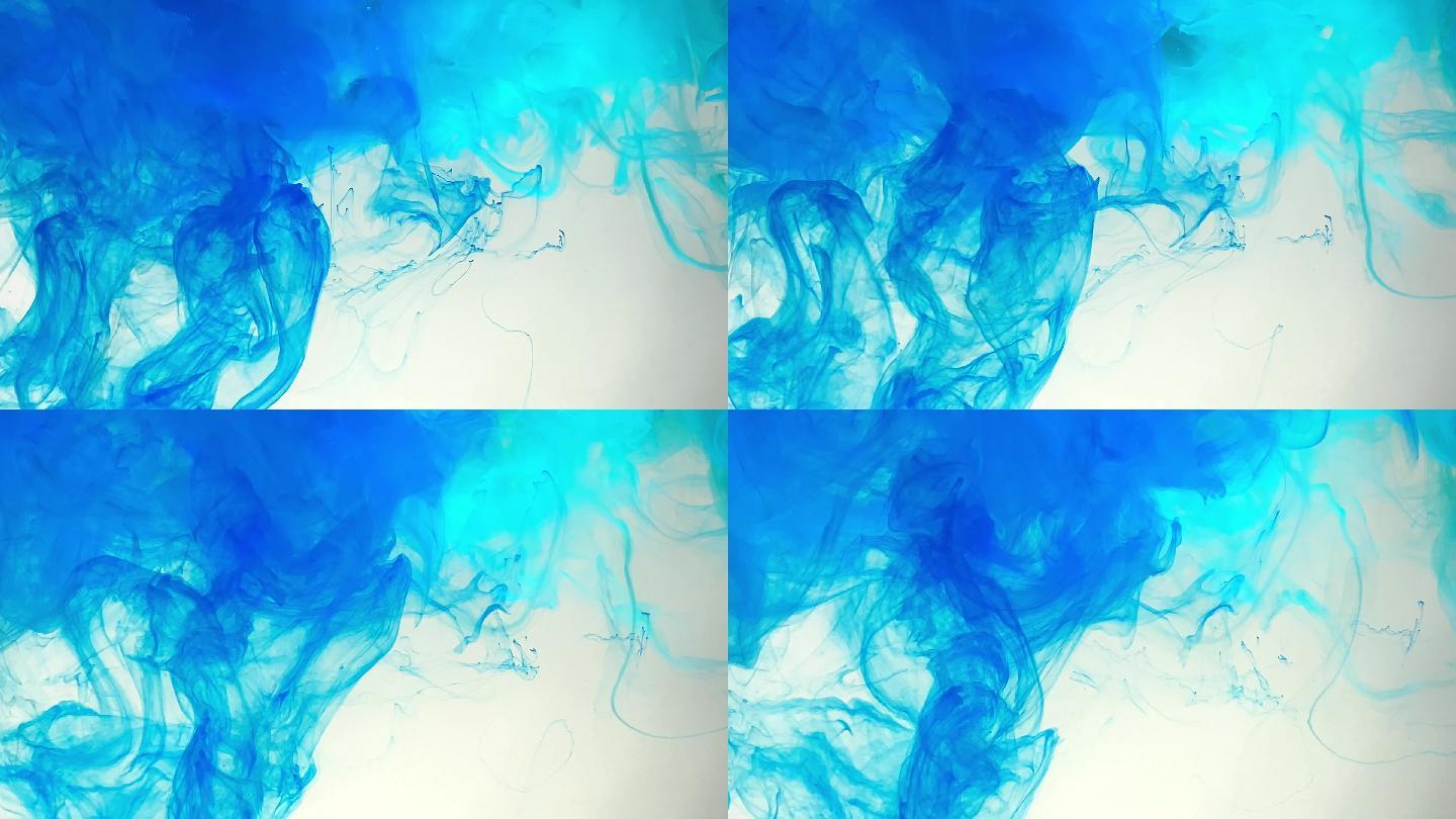 抽象蓝色海洋背景液体流动色彩墨晕