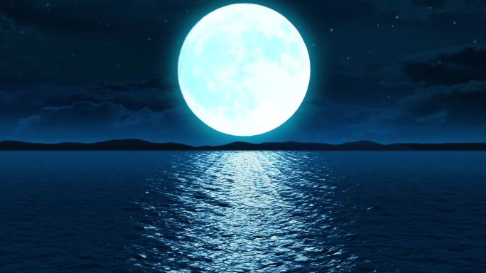 水面升月亮