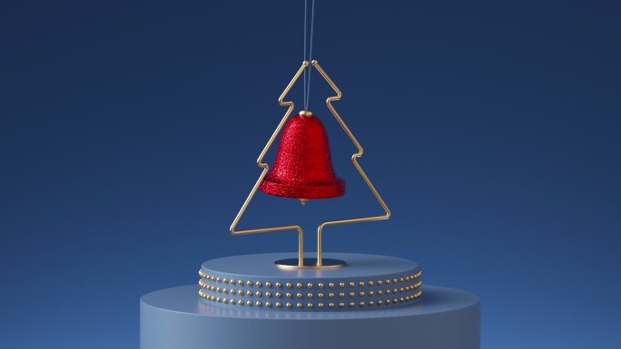 圣诞3d红色铃铛穿过枞树形状