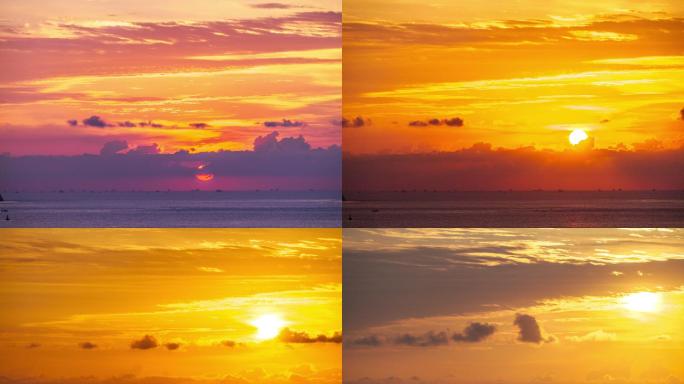 8k大海海上日出太阳升起海湾天空日出延时