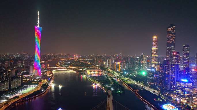5K广州航拍珠江新城夜景