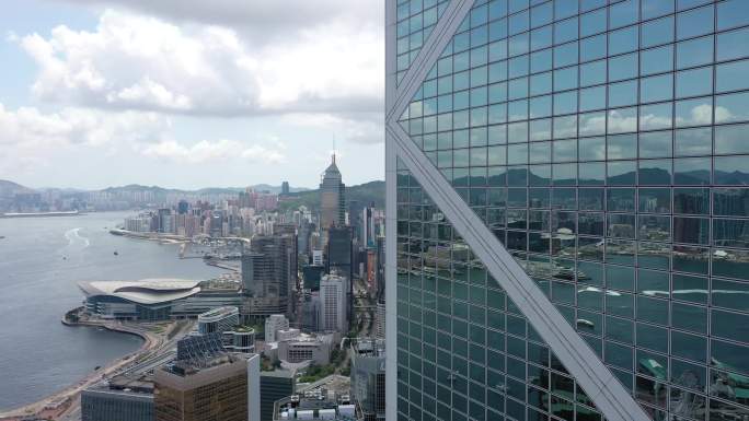 香港摩天楼的无人机视角