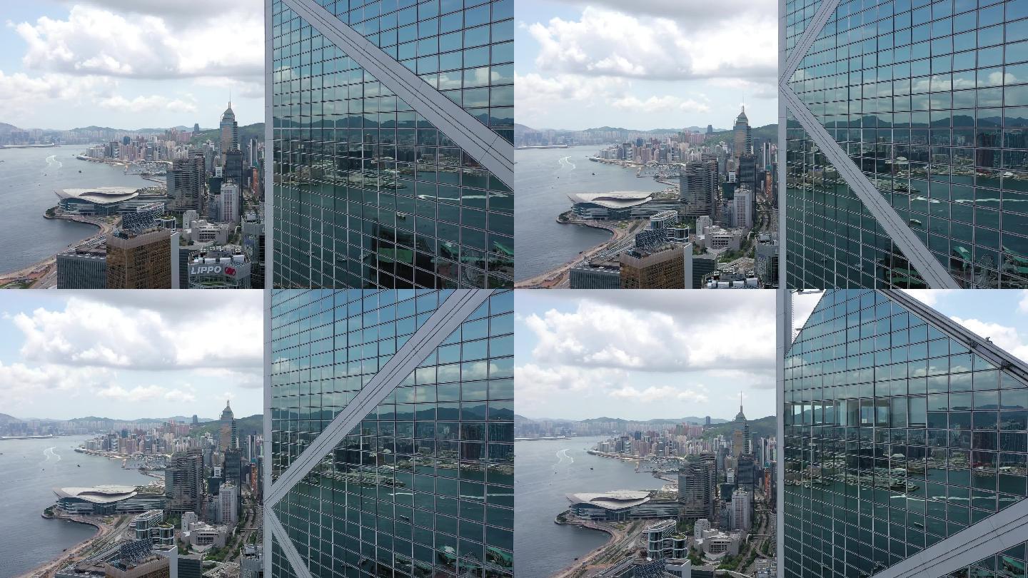 香港摩天楼的无人机视角