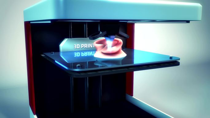 医学3d打印机打印耳移植的动画。