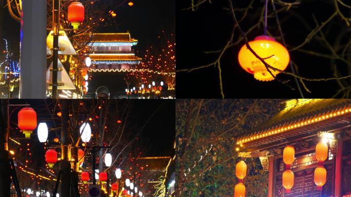 新年春节街头灯光