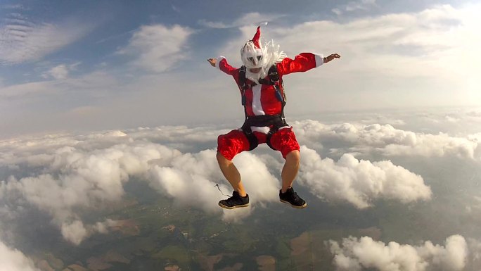 圣诞老人跳伞者圣诞节西方传统美国文化