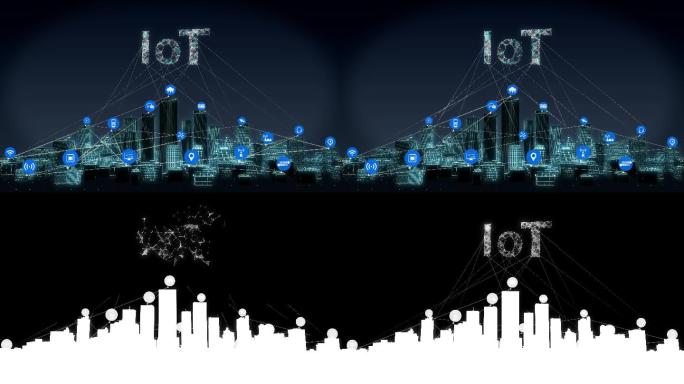 智能城市上的各种物联网传感器图标