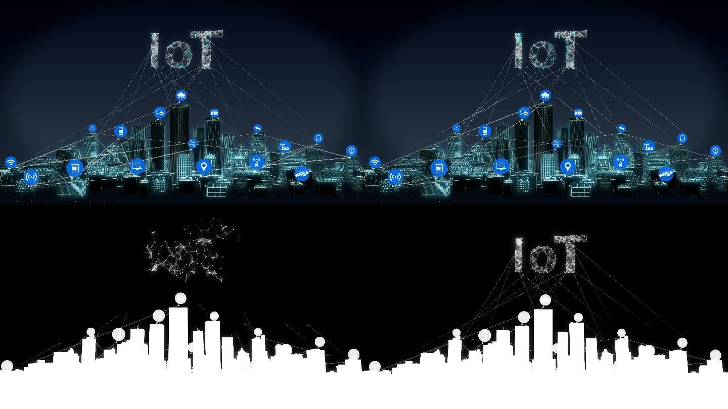 智能城市上的各种物联网传感器图标
