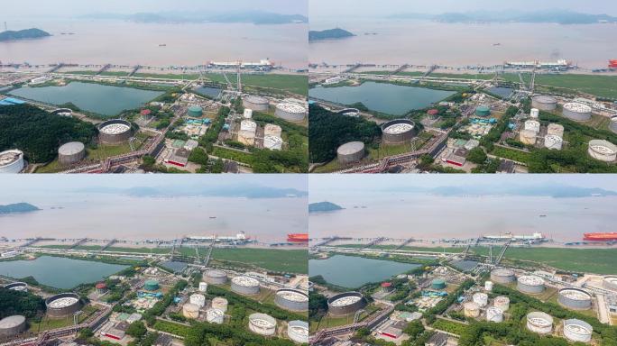宁波镇海炼化北仑液体化工码头航拍延时