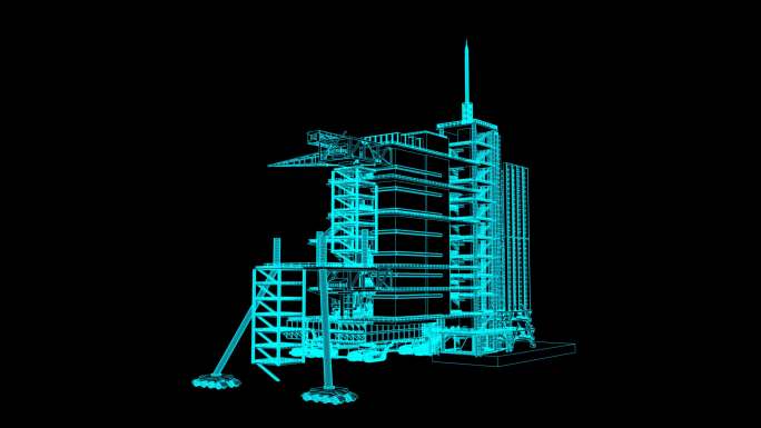 蓝色科技全息火箭发射基地带通道循环