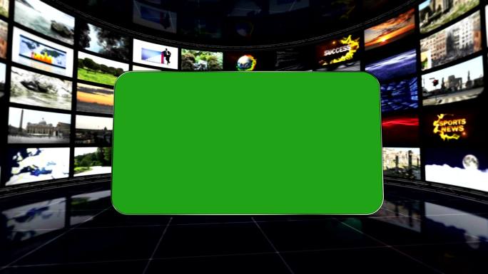 电视室里的绿色屏幕显示器