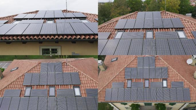 安装在屋顶的太阳能电池板