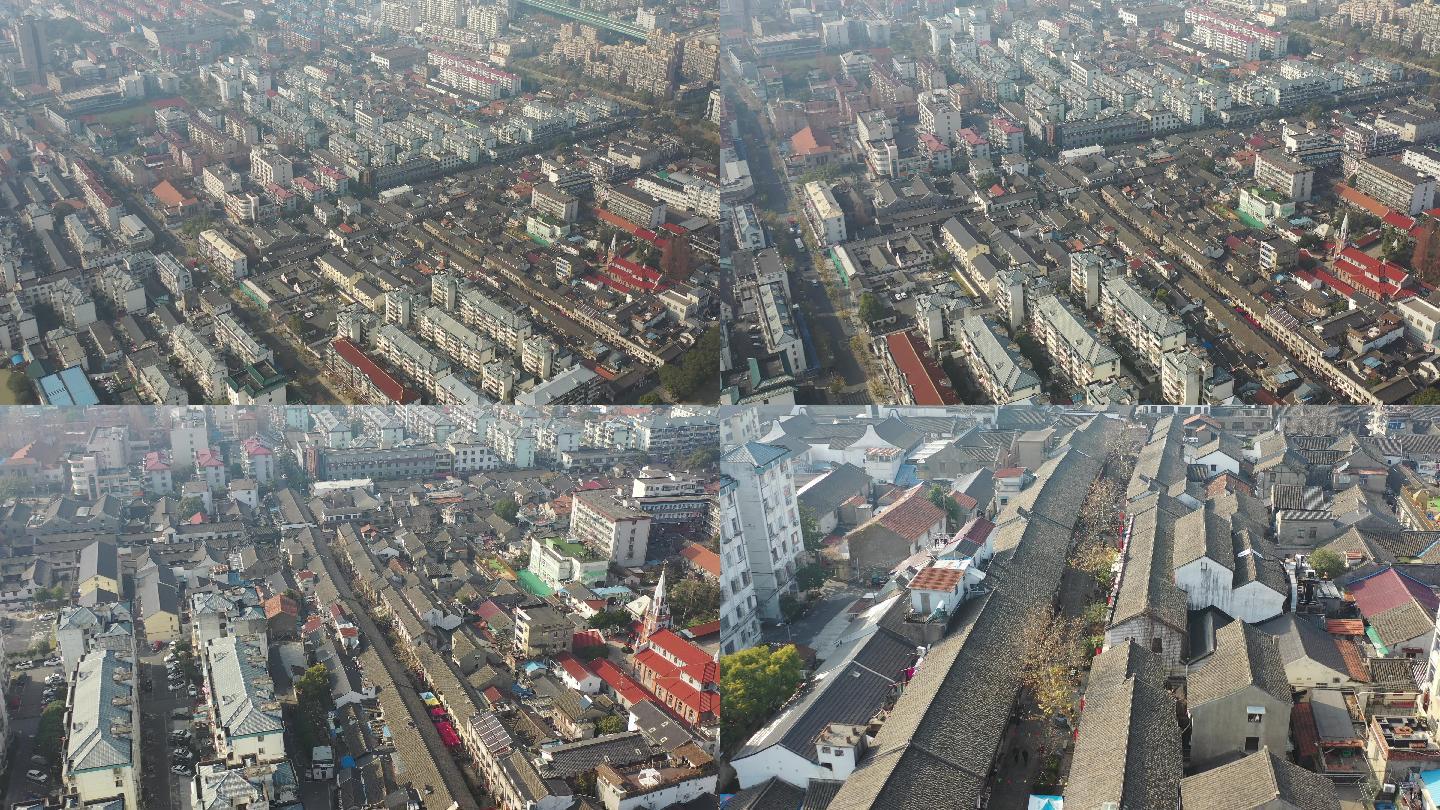 4K原素材-航拍上海川沙古镇及中市街