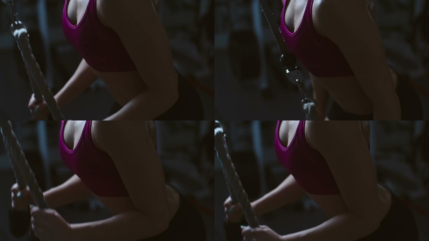 女性在健身房锻炼诱惑迷人身材宣传片广告视