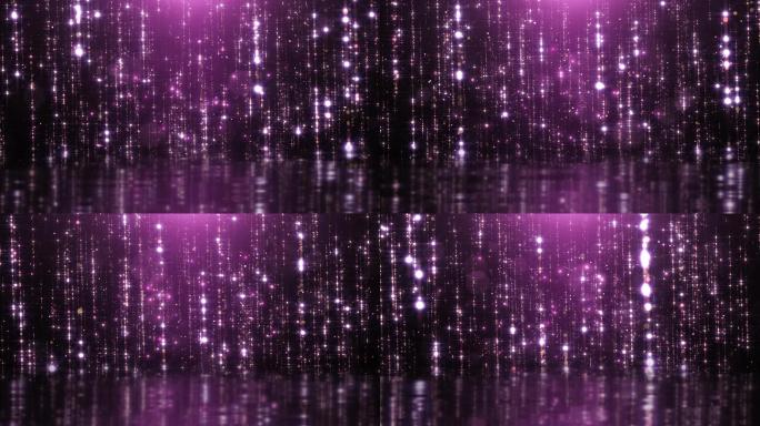 4K 紫色 奢华 粒子 瀑布 下落 倒影