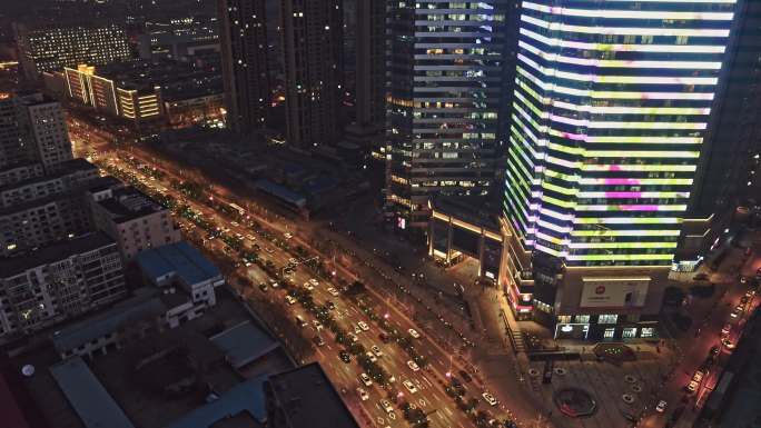 沈阳天地北陵大街高清夜景航拍4K