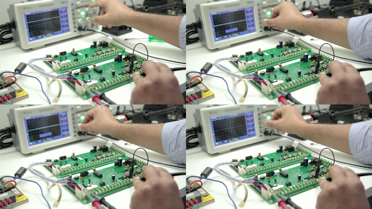手动电子焊接和示波器测试