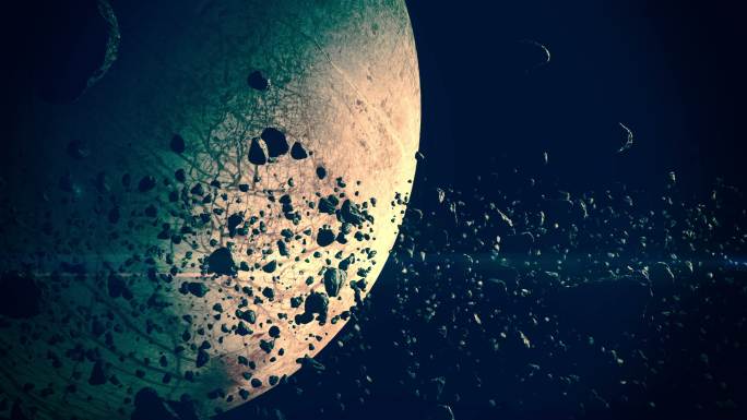 小行星场。视频素材三维动画3d