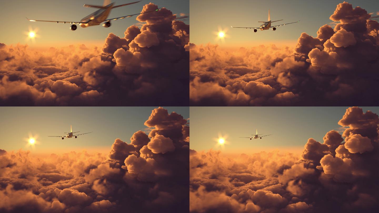 在云层上飞行的飞机