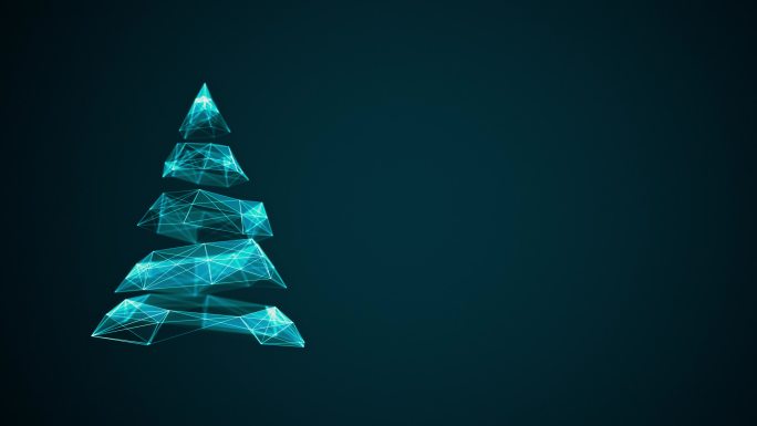 圣诞树蓝色背景科技感梦幻奇妙树形