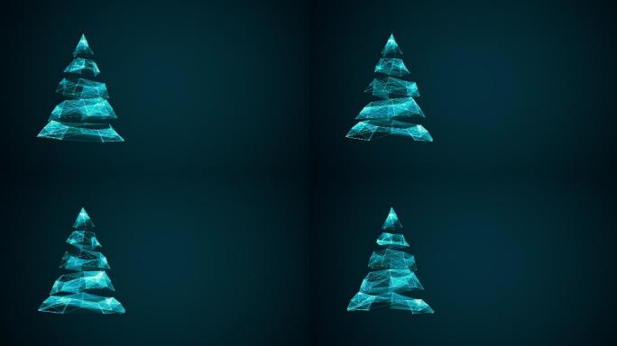 圣诞树蓝色背景科技感梦幻奇妙树形