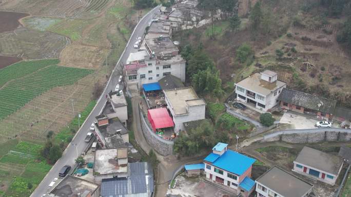 航拍贵州农村坝坝宴席