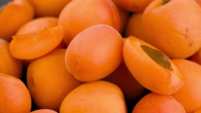 旋转盘上的杏子产地基地产业种植杏梅农产品