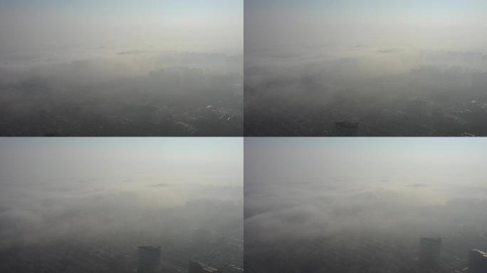 4K原素材-上海浦东川沙冬日清晨浓雾