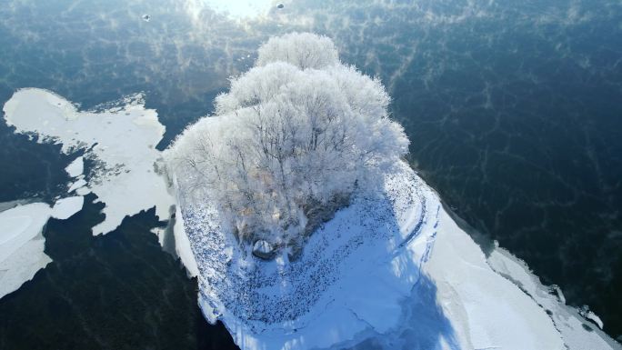 4k吉林雾凇奇观冬季雪乡风光航拍