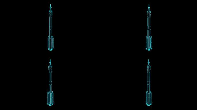 蓝色科技全息火箭带通道循环