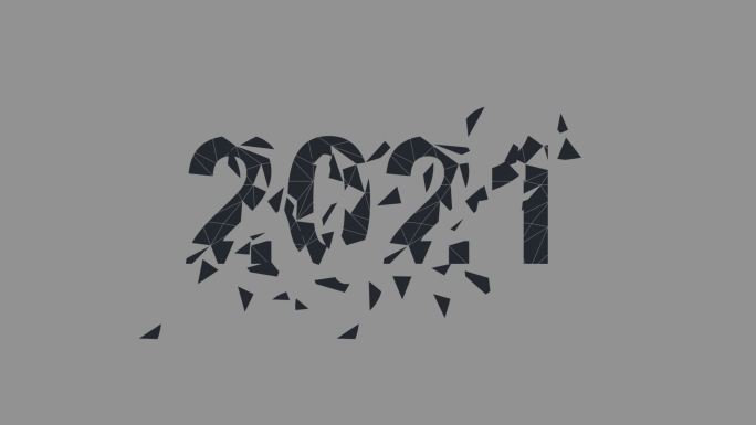 带有光晕的2021新年数字动画。