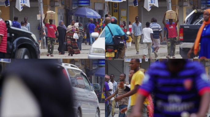 非洲坦桑尼亚街景人群